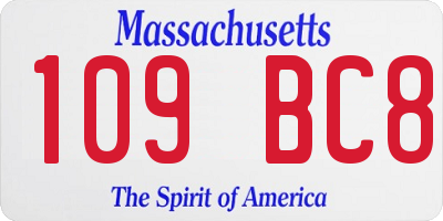 MA license plate 109BC8