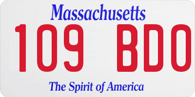 MA license plate 109BD0