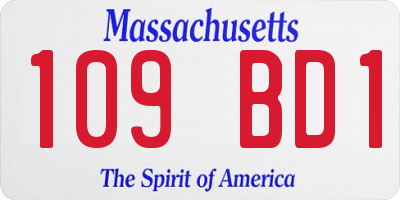 MA license plate 109BD1