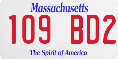 MA license plate 109BD2