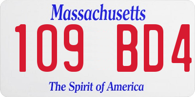 MA license plate 109BD4