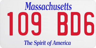 MA license plate 109BD6