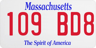 MA license plate 109BD8