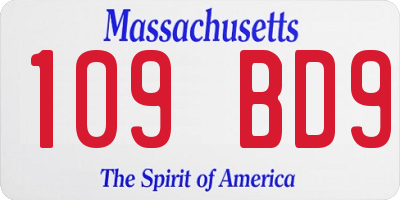 MA license plate 109BD9