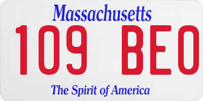 MA license plate 109BE0