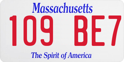 MA license plate 109BE7
