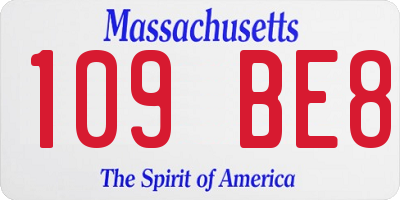 MA license plate 109BE8