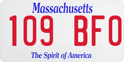 MA license plate 109BF0
