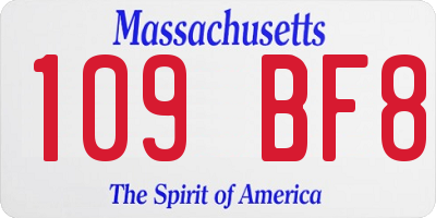 MA license plate 109BF8