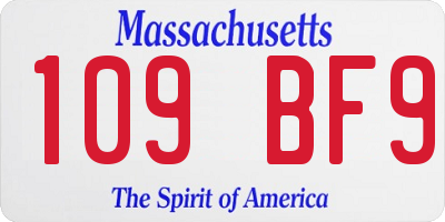 MA license plate 109BF9