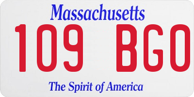 MA license plate 109BG0