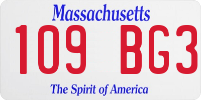 MA license plate 109BG3
