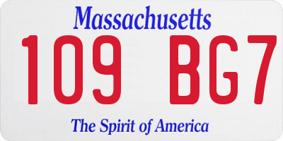 MA license plate 109BG7