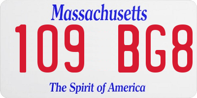 MA license plate 109BG8