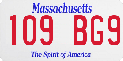 MA license plate 109BG9