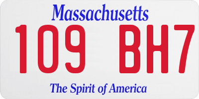 MA license plate 109BH7