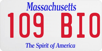 MA license plate 109BI0