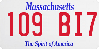 MA license plate 109BI7