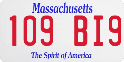 MA license plate 109BI9