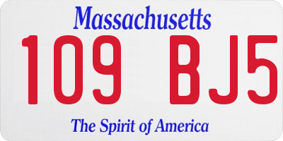 MA license plate 109BJ5