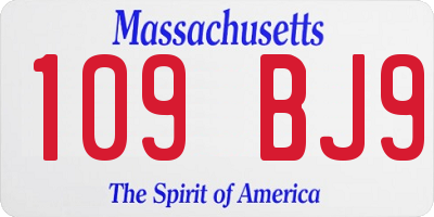 MA license plate 109BJ9