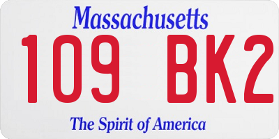 MA license plate 109BK2