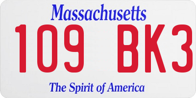MA license plate 109BK3