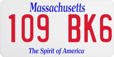 MA license plate 109BK6