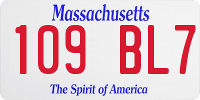 MA license plate 109BL7
