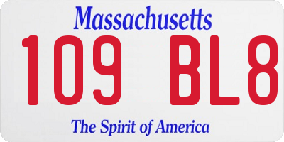 MA license plate 109BL8