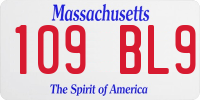 MA license plate 109BL9