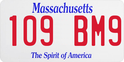 MA license plate 109BM9