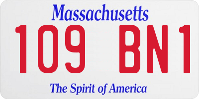 MA license plate 109BN1