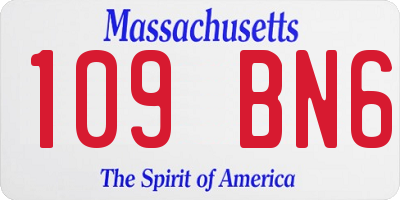 MA license plate 109BN6