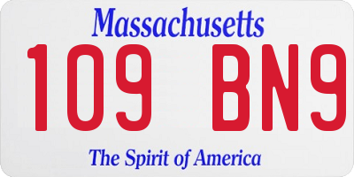 MA license plate 109BN9