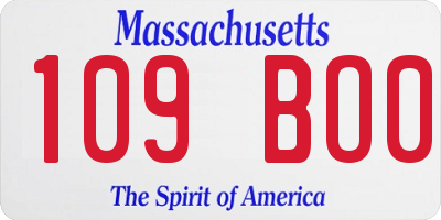 MA license plate 109BO0