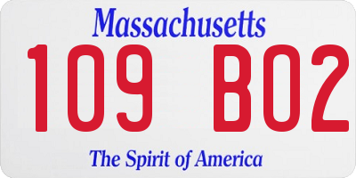 MA license plate 109BO2