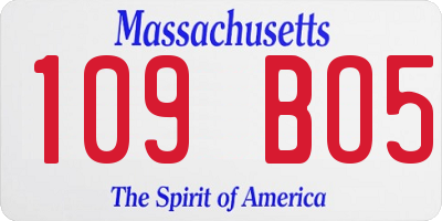 MA license plate 109BO5