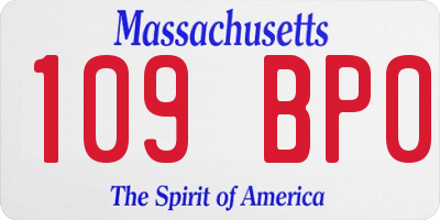 MA license plate 109BP0