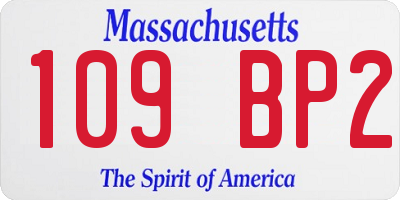 MA license plate 109BP2