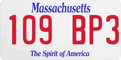 MA license plate 109BP3