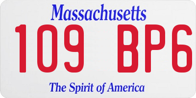 MA license plate 109BP6