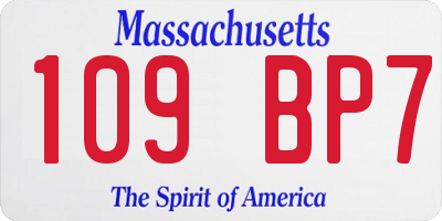 MA license plate 109BP7