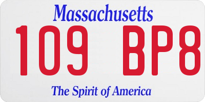 MA license plate 109BP8