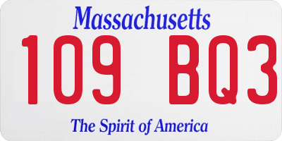 MA license plate 109BQ3