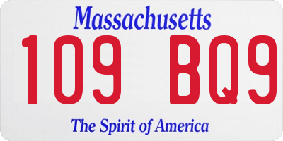 MA license plate 109BQ9