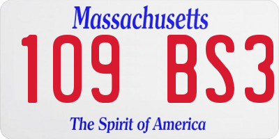 MA license plate 109BS3