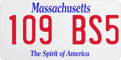 MA license plate 109BS5