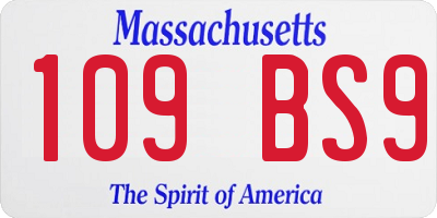 MA license plate 109BS9