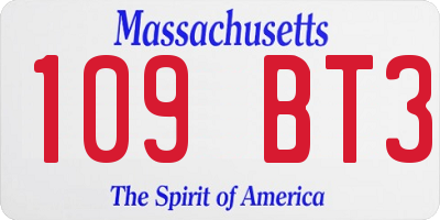 MA license plate 109BT3